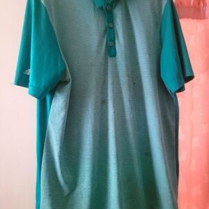 Adidas Men's Aqua and Gray Polo Shirt